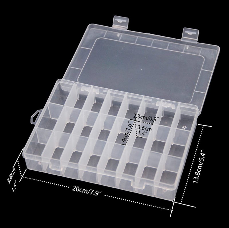 SUSUB 4PCS Clear White Plastic Organizer Box with Dividers 24 Grid Storage Containers Jewelry Storage Box with Dividers for Beads Earrings Necklaces Rings Metal Parts Accessories Screws Button Storage - Image 3